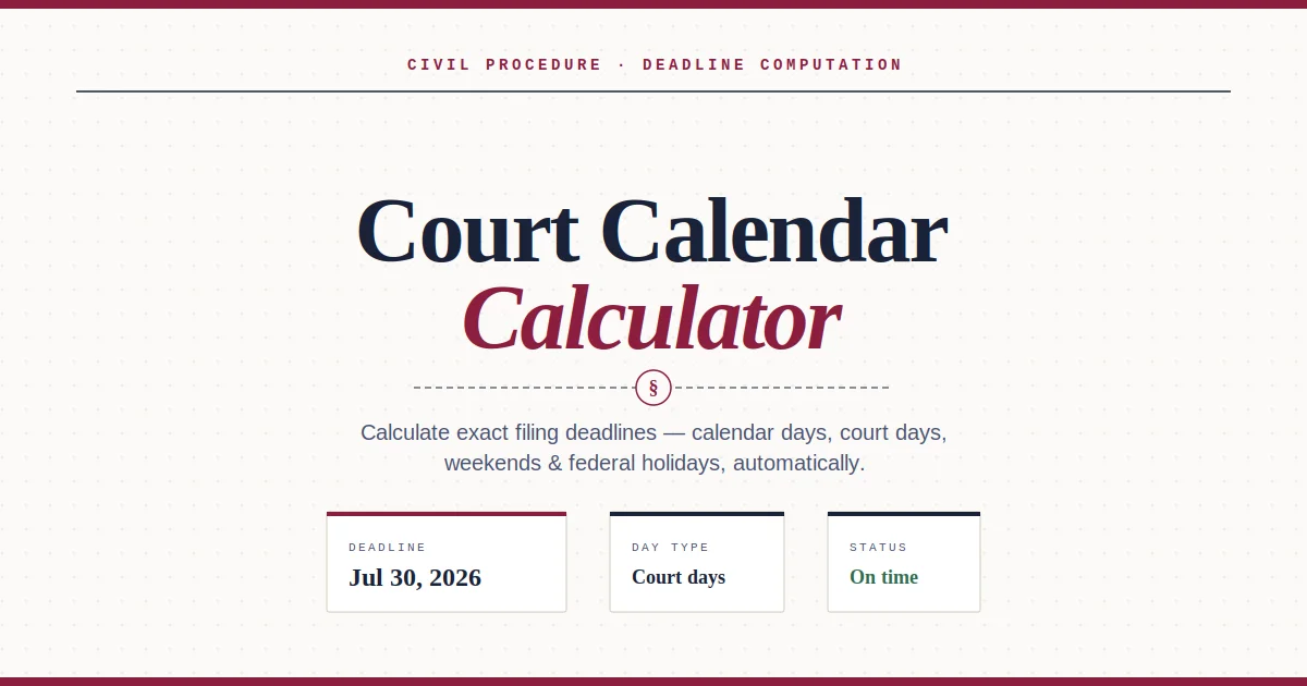 Court Calendar Calculator